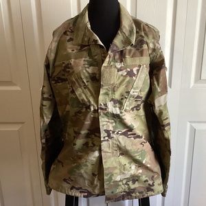 Army Combat Coat Unisex Camouflage Insect Repellent Fabric Size LG-Long